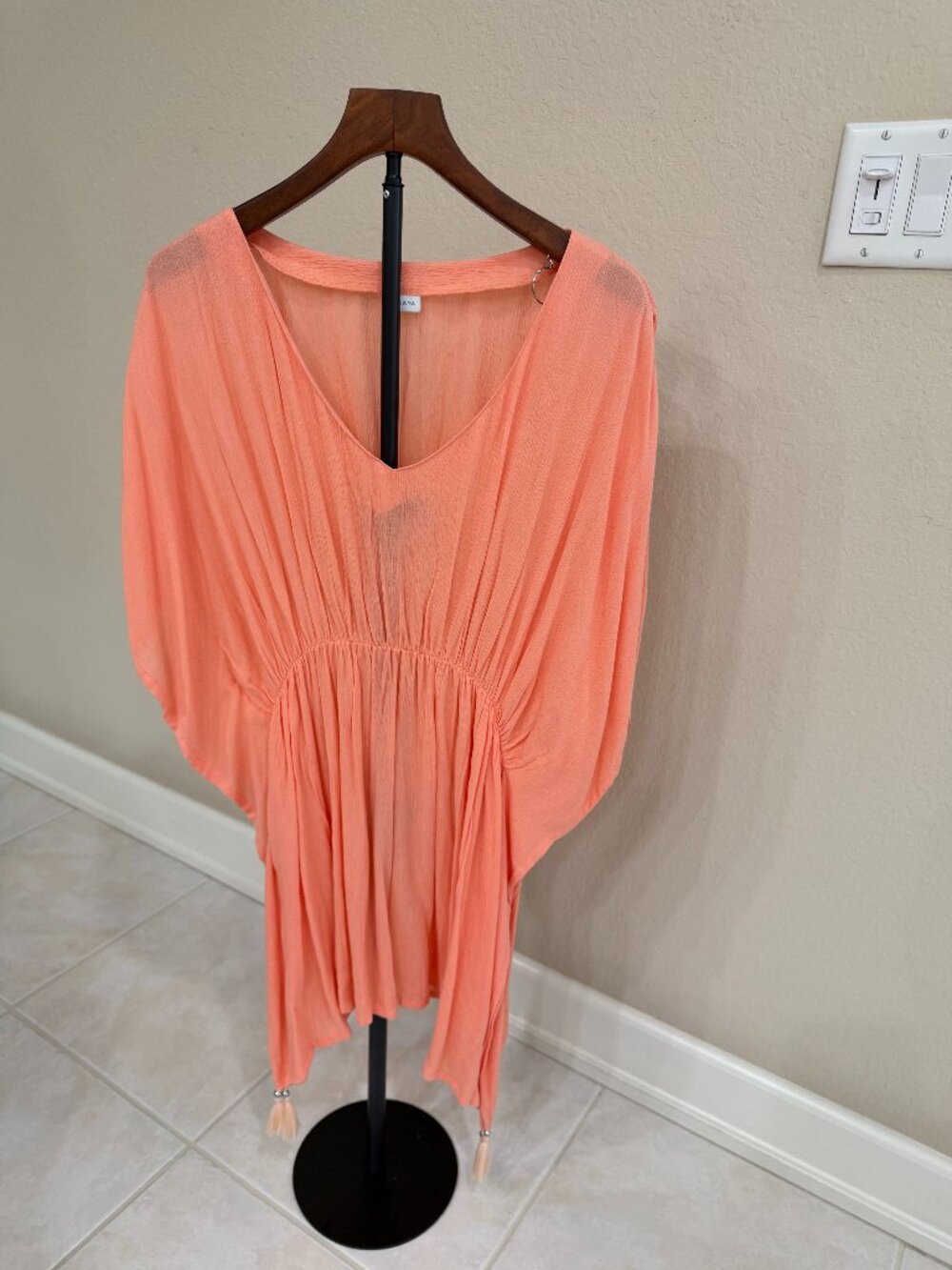 LASCANA Coral Beach Cover -Up Swim Cover Tassel Hem One Size (New)